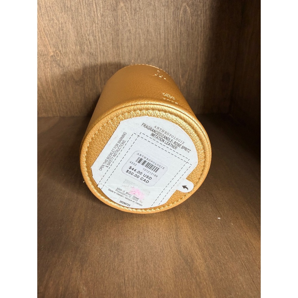 Anthropologie Paris Scented Candle Gold Leather Eiffel Tower Logo - Picture 7 of 7